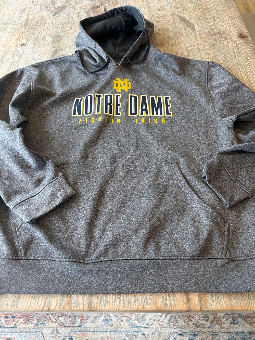 Champion Gray Notre Dame Pullover Hoodie with Yellow Logo